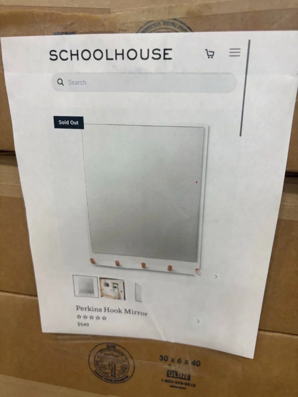 NEW Schoolhouse Perkins Hook Mirror | White + Maple | 30” x 40” Wall Mirror